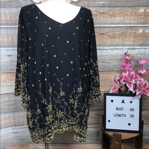 3 for $20 Vintage 4x 34w Plus Black Scallop Hem Blouse